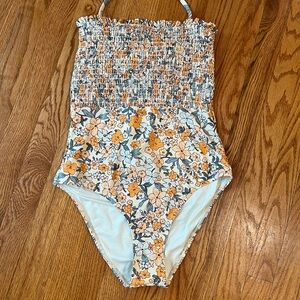 Cupshe Orange and Blue One Piece Swimsuit with Smocked Top